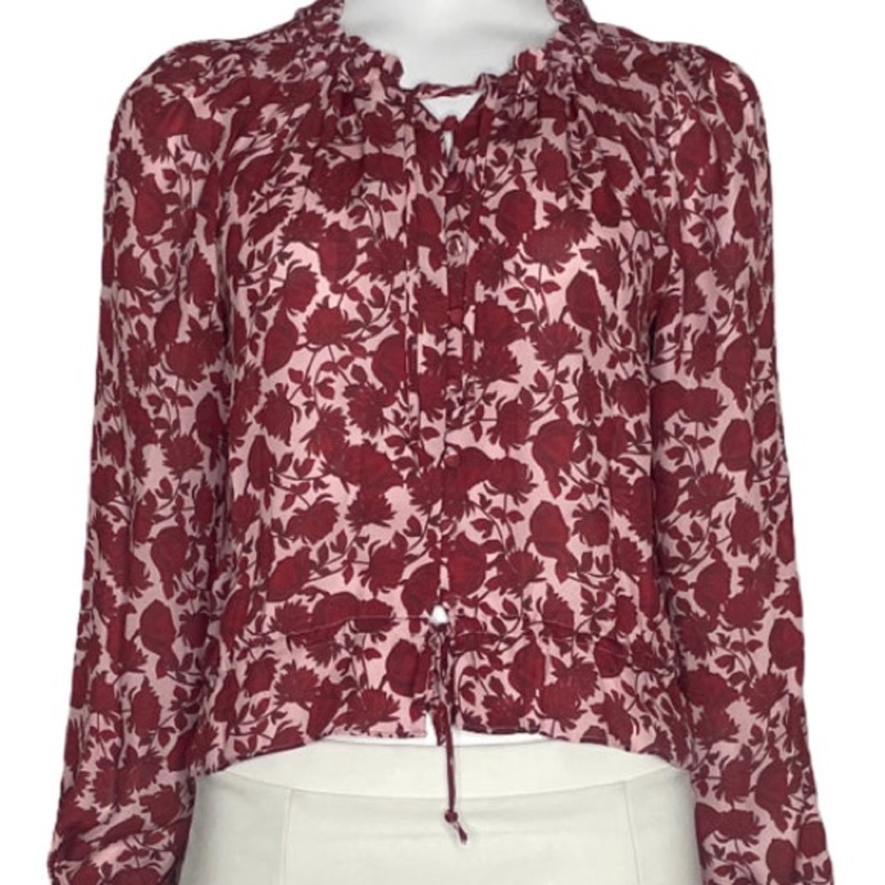 INTERMIX Burgundy Floral Blouse